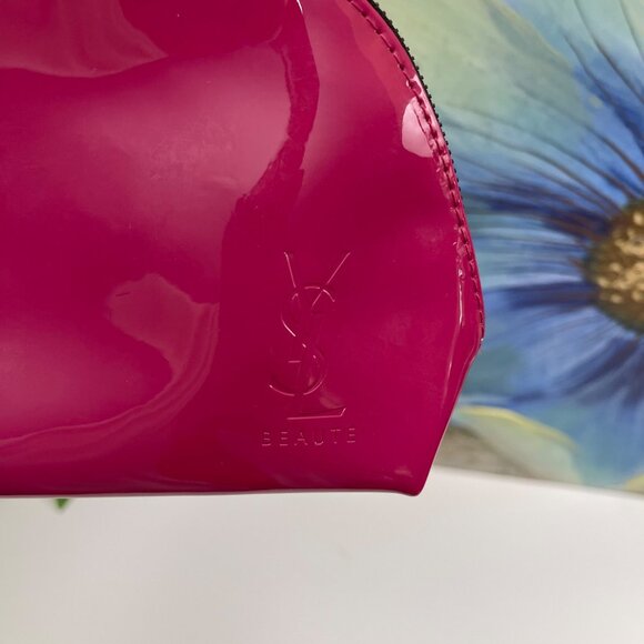 Yves Saint Laurent Beauty Fuchsia Patent Cosmetic Bag With Top Zip Closure - Picture 3 of 11